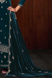 Classic Teal Color Function Wear Velvet Palazzo Suit - women's fashion mart