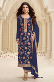 Nidhi shah Excellent Viscose Fabric Navy Blue Color Salwar Suit - women's fashion mart