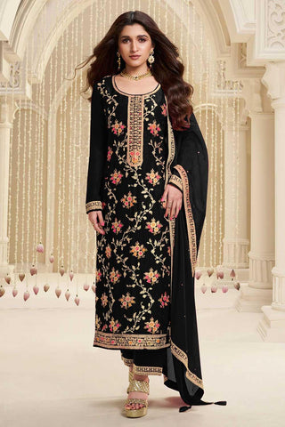 Nidhi shah Black Color Viscose Fabric Elegant Salwar Suit - women's fashion mart