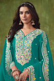 Classic Teal Color Festive Wear Salwar Suit In Art Silk Fabric - women's fashion mart