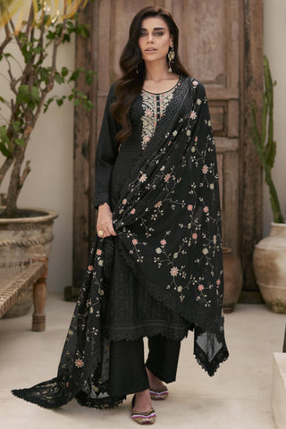 Black Color Festive Wear Art Silk Fabric Embroidered Palazzo Salwar Kameez.