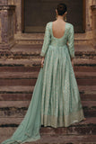 Jacquard Silk Fabric Embroidered Readymade Long Anarkali Style Gown With Dupatta.