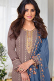 Ginni Kapoor Dark Beige Color Embroidered Salwar Suit In Georgette Chiffon Fabric.