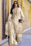 Chinon Fabric Beige Color Attractive Function Wear Readymade Palazzo Suit.