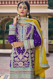 Chinon Embroidered Function Wear Purple Color Readymade Designer Salwar Kameez.