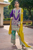 Chinon Embroidered Function Wear Purple Color Readymade Designer Salwar Kameez.