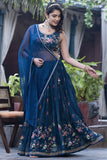 Blue Color Printed Chinon Fabric Readymade Lehenga Choli.