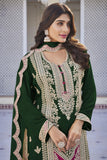 Chinon Fabric Green Color Fantastic Sangeet Wear Readymade Palazzo Suit.