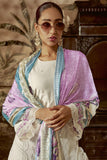 Art Silk Fabric Festive Wear Parsi Embroidered Off White Color Long Straight Cut Salwar Suit.