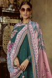 Art Silk Parsi Embroidered Function Wear Beautifull Teal Color Long Straight Cut Salwar Kameez.