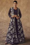 Vartika Singh Chinon Fabric Embroidered Purple Color Readymade Indo Western Lehenga Choli With Long Shrug.