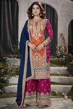 Readymade Chinon Fabric Embroidered Punjabi Style Palazzo Suit In Orange Color.