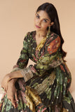 Georgette Fabric Multi Color Printed Readymade Long Anarkali Style Gown With Dupatta.