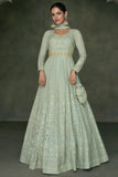 Georgette Fabric Embroidered Readymade Long Anarkali Style Gown With Dupatta.