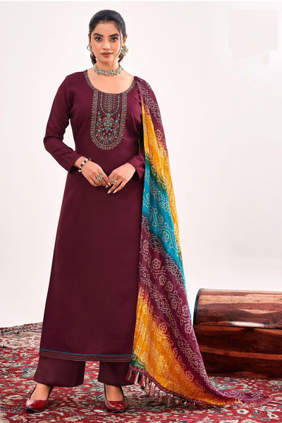 Casual Maroon Color Inventive Salwar Suit In Rayon Fabric.