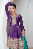Vartika Singh Purple Color Chinon Fabric Readymade Palazzo Suit For Function.