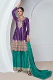 Vartika Singh Purple Color Chinon Fabric Readymade Palazzo Suit For Function.