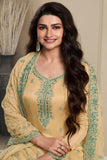 Prachi Desai Art Silk Fabric Cream Color Supreme Embroidered Salwar Suit - women's fashion mart