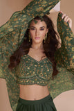 Albescent Green Color Readymade Indo Western Dhoti Suit With Shrug.