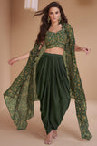 Albescent Green Color Readymade Indo Western Dhoti Suit With Shrug.