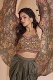 Satin Silk Fabric Soft Dark Beige Color Readymade Indo Western Dhoti Suit With Shrug.