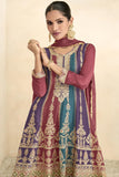 Chinon Fabric Embroidered Maroon Color Readymade Pakistani Palazzo Suit.