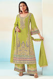 Function Wear Sea Green Color Fabulous Palazzo Suit In Chinon Fabric - women's fashion mart