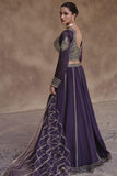 Chinon Silk Fabric Fancy Embroidered Readymade Purple Lehenga Choli.