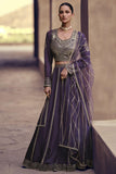 Chinon Silk Fabric Fancy Embroidered Readymade Purple Lehenga Choli.