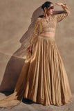 Beige Color Chinon Silk Fabric Embroidered Readymade Lehenga Choli.