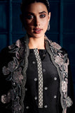 Art Silk Fabric Party Style Beatific Embroidered Salwar Suit In Black Color.