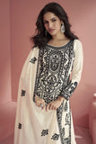 Vartika Singh Stunning Off White Art Silk Fabric Readymade Palazzo Suit.