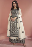 Vartika Singh Stunning Off White Art Silk Fabric Readymade Palazzo Suit.