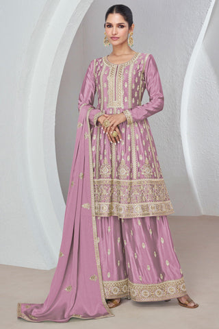 Vartika Singh Ingenious Lavender Color Chinon Fabric Readymade Palazzo Suit.