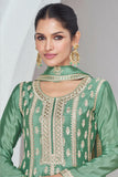 Vartika Singh Phenomenal Green Color Chinon Fabric Readymade Palazzo Suit.