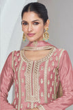 Vartika Singh Fashionable Pink Color Chinon Fabric Readymade Palazzo Suit.