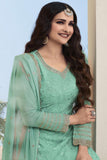 Prachi Desai Embroidered Sea Green Color Palazzo Salwar Suit In Organza Fabric.