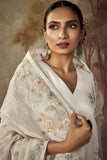 Art Silk Fabric White Color Riveting Salwar Suit In Party Wear.