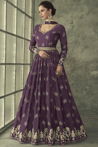 Persian Viscose Silk Fabric Weaving Work Readymade Gown With Dupatt.
