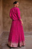 Rani Color Chinon Fabric Embroidered Readymade Indo Western Lehenga With Jacket.