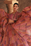 Wedding Wear Chinon Fabric Pink Color Readymade Indo Western Lehenga With Jacket.
