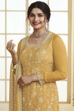 Prachi Desai Yellow Color Chinon Fabric Chic Palazzo Suit.