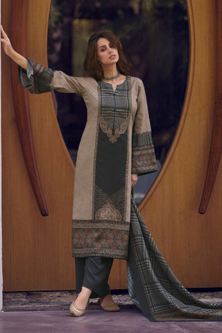 Cotton Fabric Grey Color Festive Look Winsome Salwar Suit.