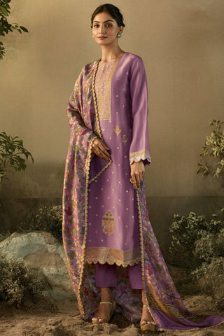 Beatific Banarasi Fabric Party Look Salwar Suit In Lavender Color.