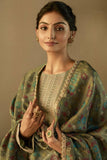 Party Look Olive Color Inventive Salwar Suit In Banarasi Fabric.