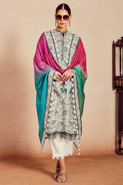 White Color Muslin Fabric Tempting Digital Printed Salwar Suit - women's fashion mart