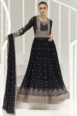 Party Wear Embroidered Readymade Long Anarkali Style Gown With Dupatta.