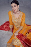 Diksha Singh Amazing Orange Color Chinon Fabric Palazzo Suit - women's fashion mart