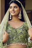 Art Silk Green Printed Designs 3 Piece Lehenga Choli.