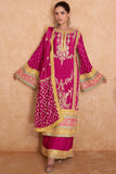 Chinon Fabric Embroidered Rani Color Readymade Palazzo Suit.